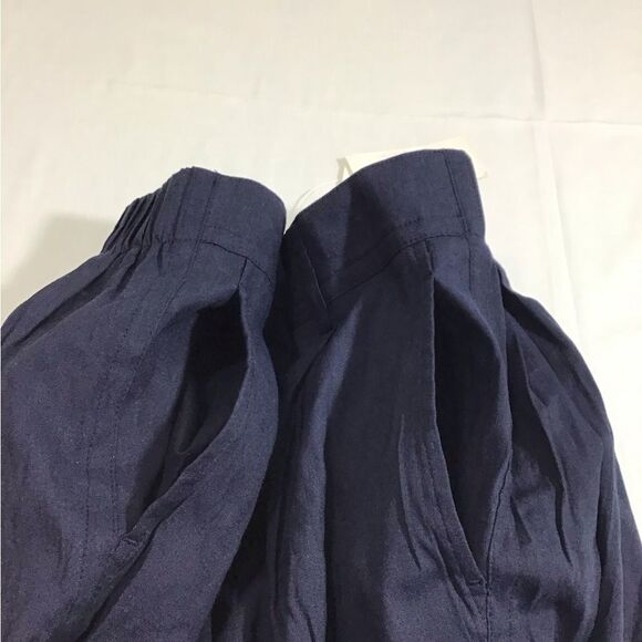 Vince Blue Pleat Front Pull-On Linen Blend Pants New Size Large - Picture 6 of 12